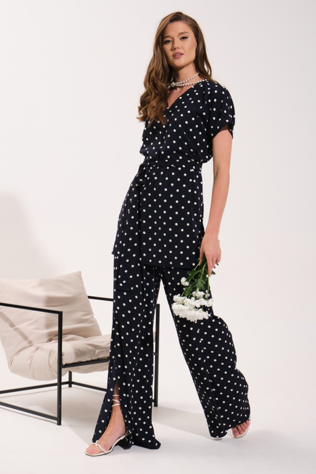 Костюм Vi oro VR-1053 темно синий/горох - фото 4